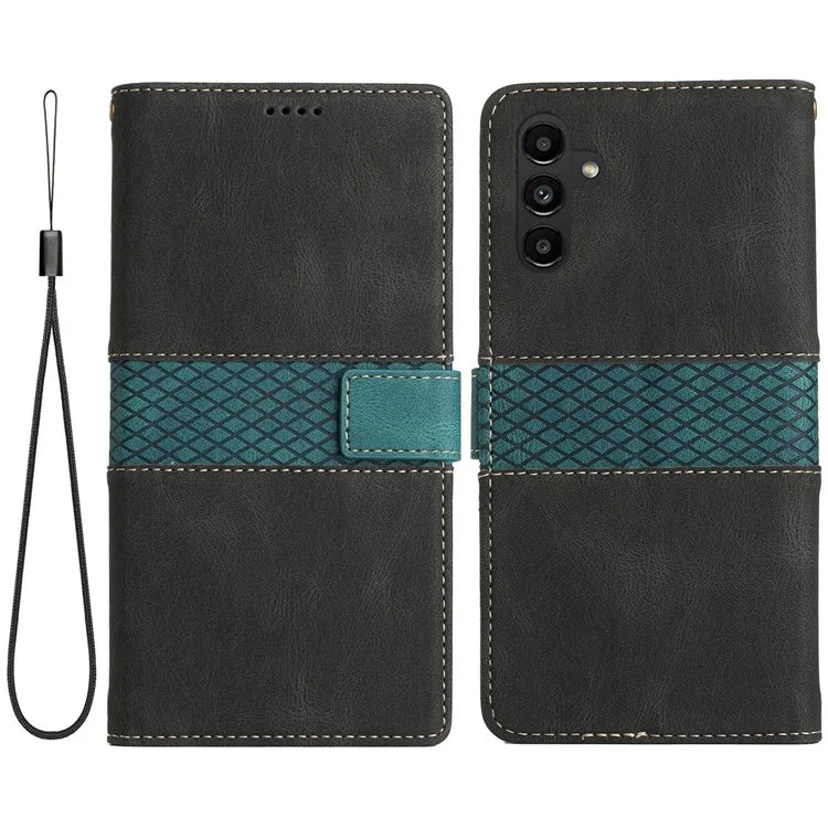 For Samsung Galaxy A35 5G Leather Case Grid Splicing Stand Wallet Phone Cover