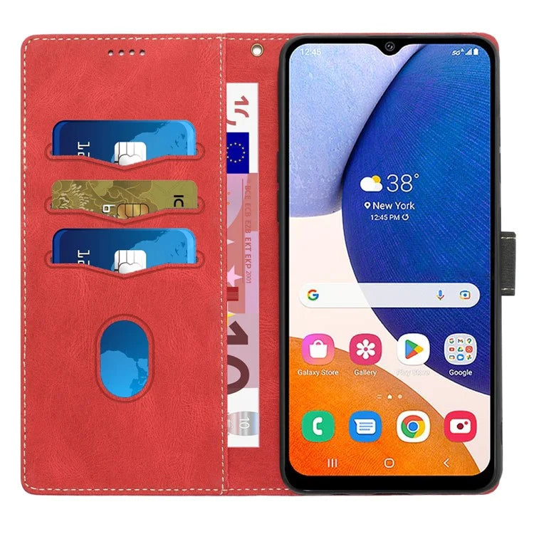 For Samsung Galaxy A35 5G Leather Case Grid Splicing Stand Wallet Phone Cover