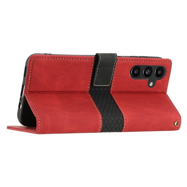 For Samsung Galaxy A35 5G Leather Case Grid Splicing Stand Wallet Phone Cover