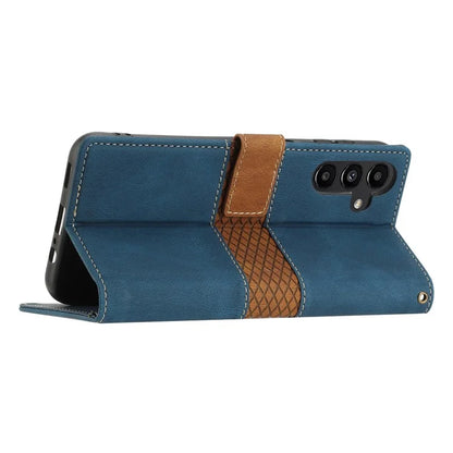 For Samsung Galaxy A55 5G Grid Pattern Leather Cover Stand Wallet Case