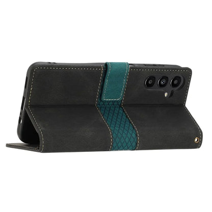 For Samsung Galaxy A55 5G Grid Pattern Leather Cover Stand Wallet Case