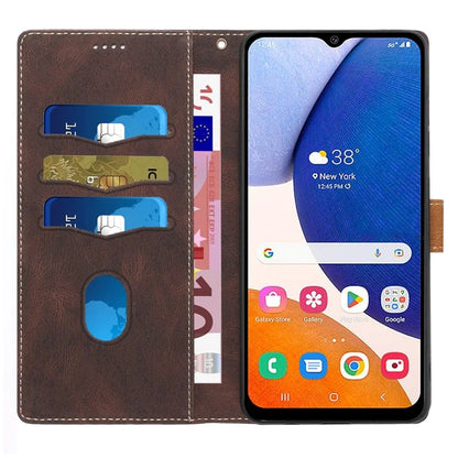 For Samsung Galaxy A55 5G Grid Pattern Leather Cover Stand Wallet Case