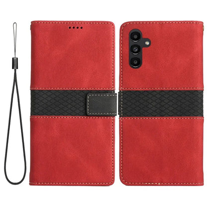 For Samsung Galaxy A55 5G Grid Pattern Leather Cover Stand Wallet Case