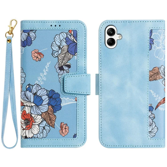 For Samsung Galaxy A05 4G Flower Leather Case with Card Holder Stand