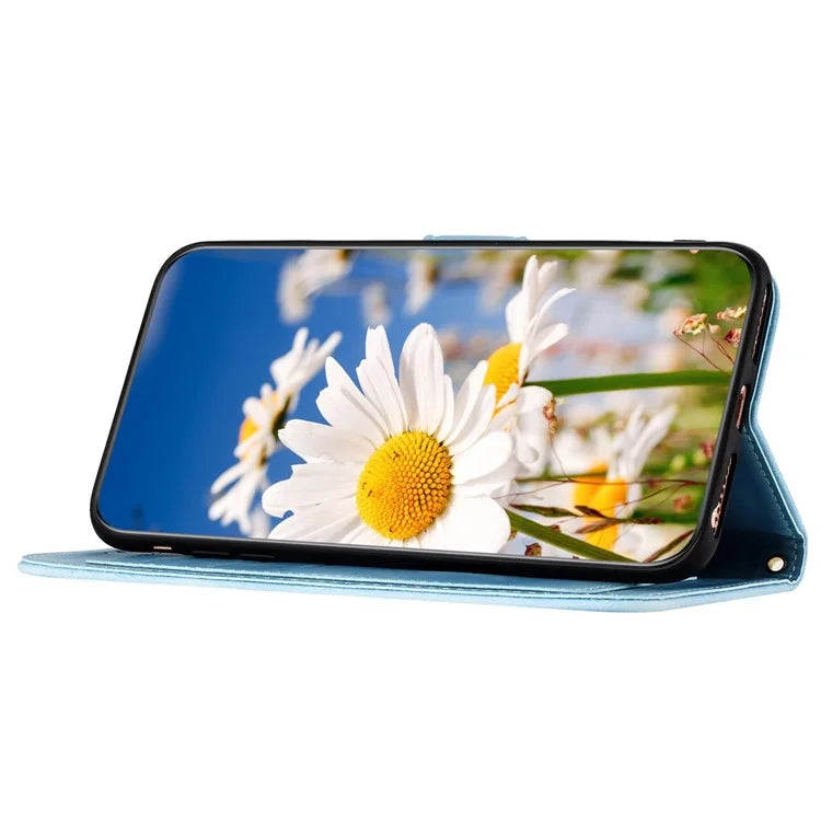 For Samsung Galaxy A05 4G Flower Leather Case with Card Holder Stand