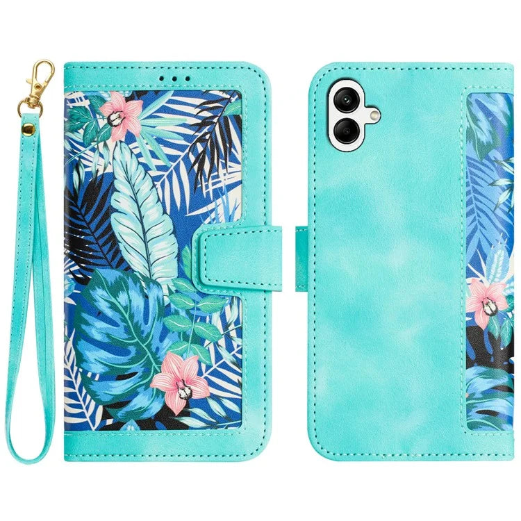 For Samsung Galaxy A05 4G Flower Leather Case with Card Holder Stand