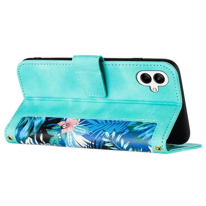 For Samsung Galaxy A05 4G Flower Leather Case with Card Holder Stand