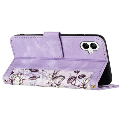 For Samsung Galaxy A05 4G Flower Leather Case with Card Holder Stand