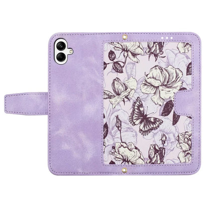 For Samsung Galaxy A05 4G Flower Leather Case with Card Holder Stand