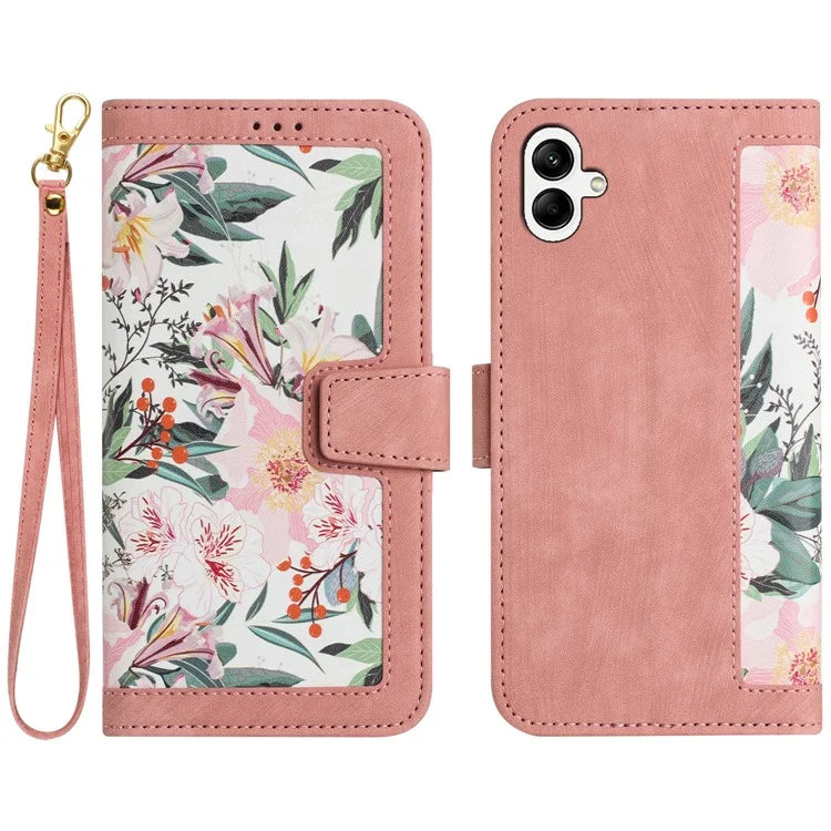 For Samsung Galaxy A05 4G Flower Leather Case with Card Holder Stand