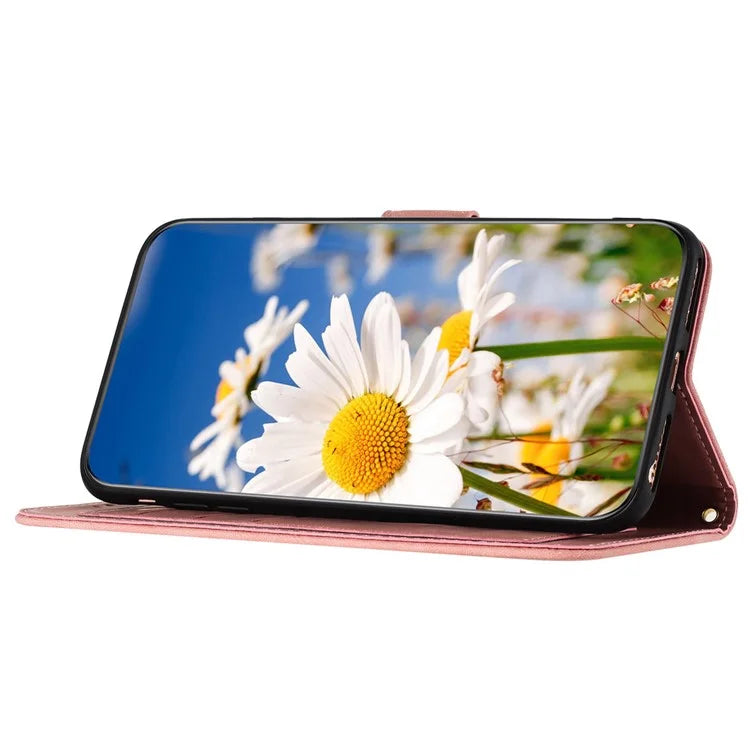 For Samsung Galaxy A05 4G Flower Leather Case with Card Holder Stand