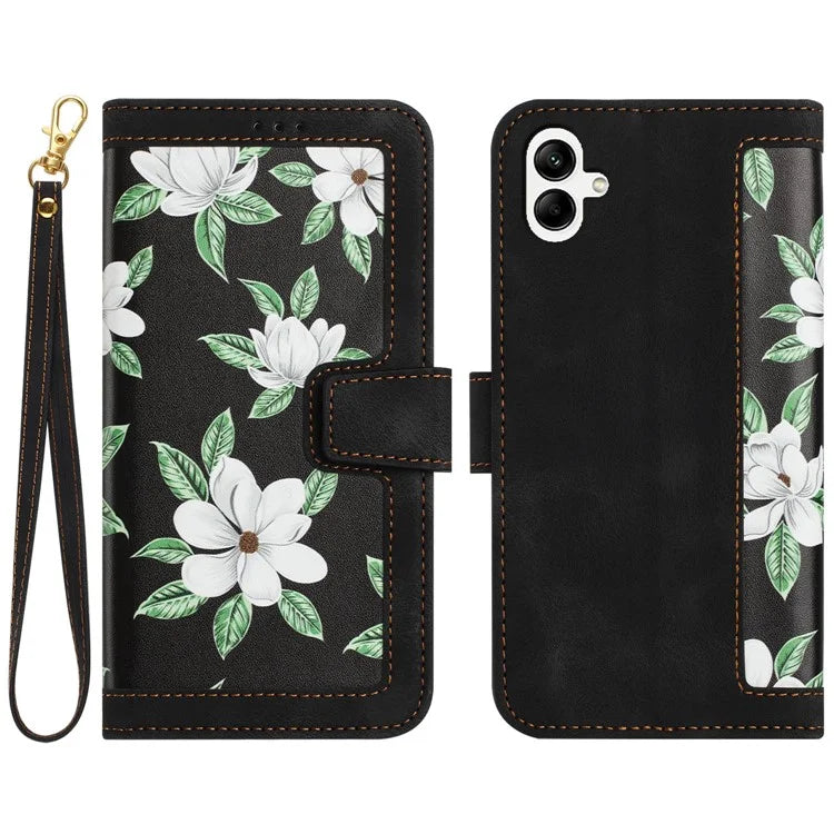 For Samsung Galaxy A05 4G Flower Leather Case with Card Holder Stand
