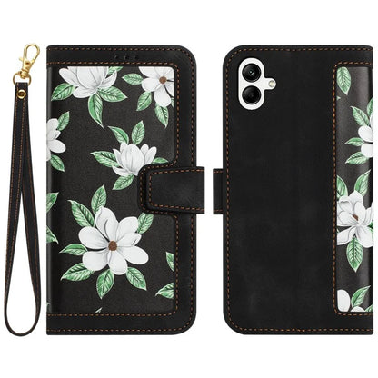 For Samsung Galaxy A05 4G Flower Leather Case with Card Holder Stand