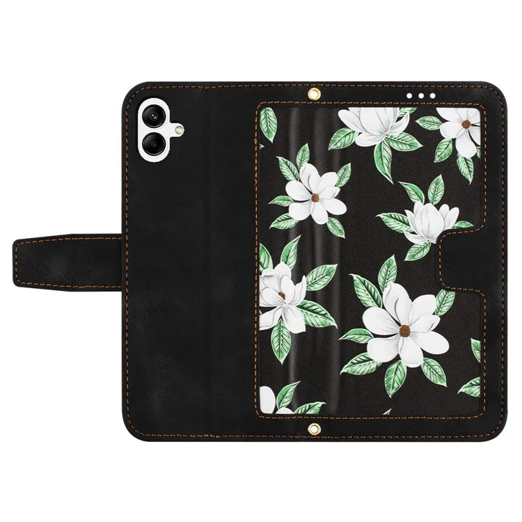 For Samsung Galaxy A05 4G Flower Leather Case with Card Holder Stand