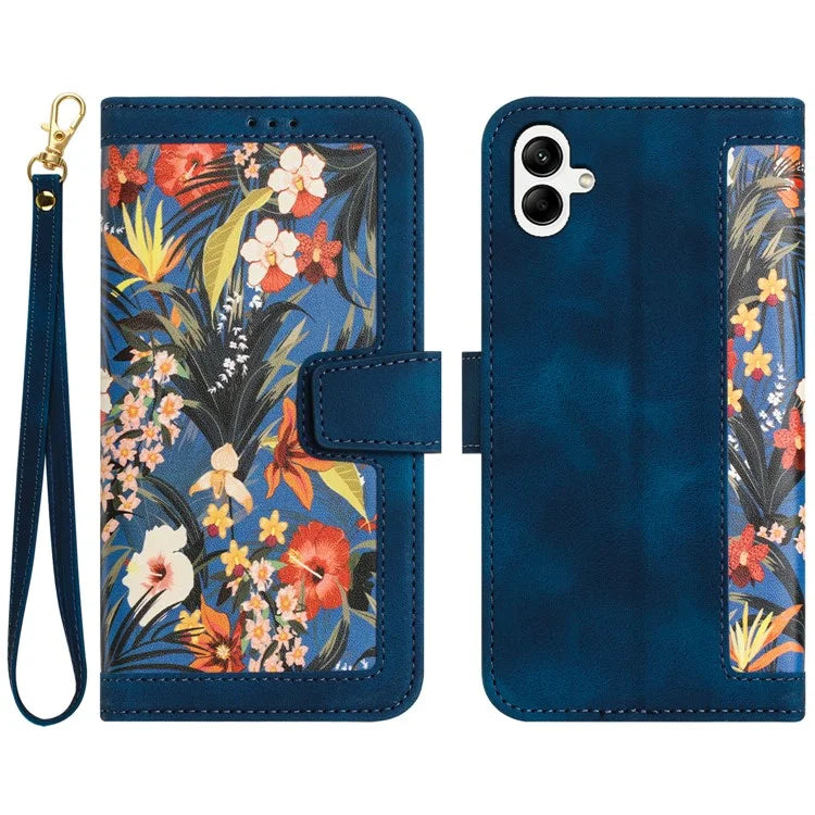 For Samsung Galaxy A05 4G Flower Leather Case with Card Holder Stand