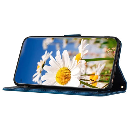For Samsung Galaxy A05 4G Flower Leather Case with Card Holder Stand