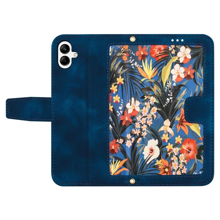 For Samsung Galaxy A05 4G Flower Leather Case with Card Holder Stand
