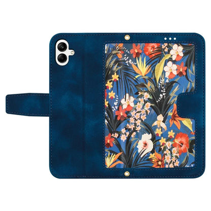For Samsung Galaxy A05 4G Flower Leather Case with Card Holder Stand