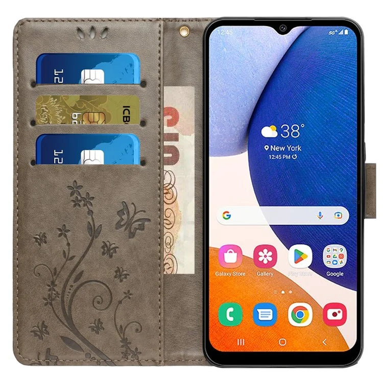 For Samsung Galaxy A35 5G Leather Case Wallet Phone Cover with Butterfly Pattern