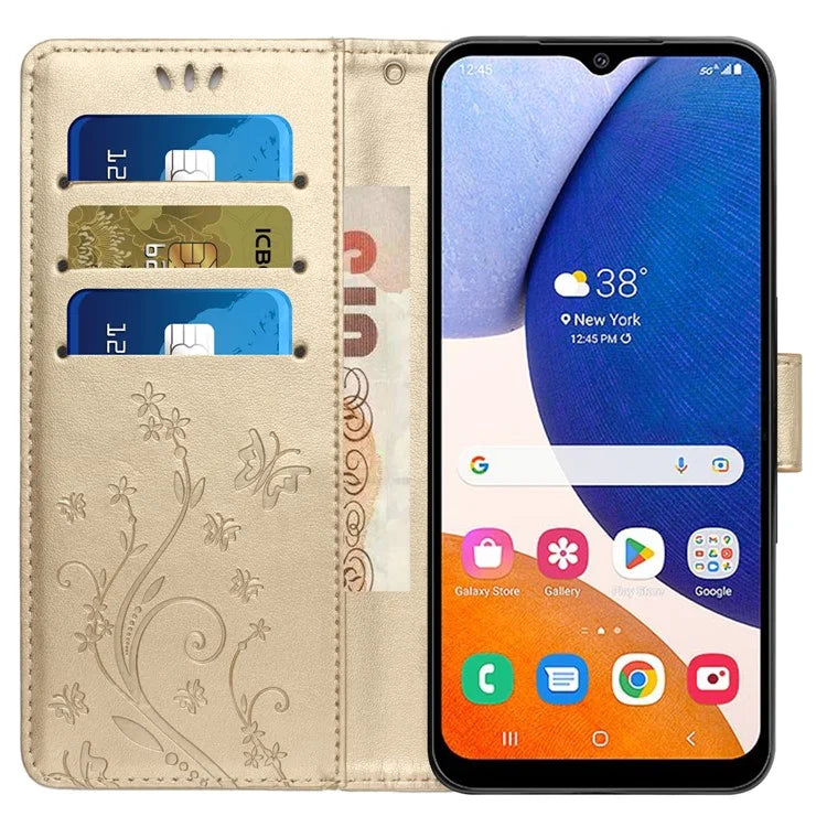 For Samsung Galaxy A35 5G Leather Case Wallet Phone Cover with Butterfly Pattern