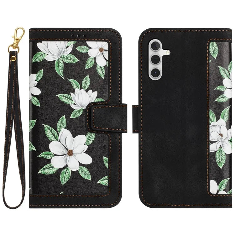 For Samsung Galaxy A05s 4G Phone Case PU Leather Card Holder Flower Pattern