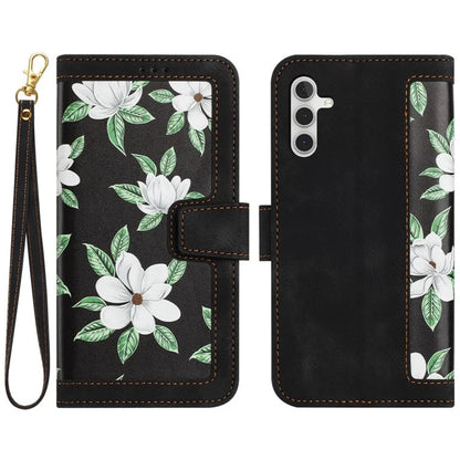 For Samsung Galaxy A05s 4G Phone Case PU Leather Card Holder Flower Pattern