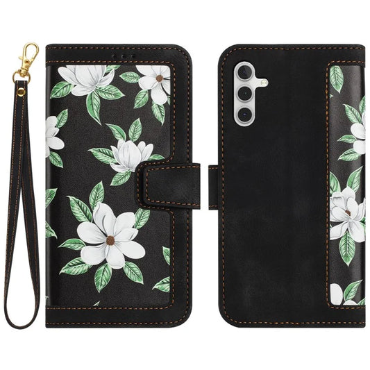 For Samsung Galaxy A05s 4G Phone Case PU Leather Card Holder Flower Pattern