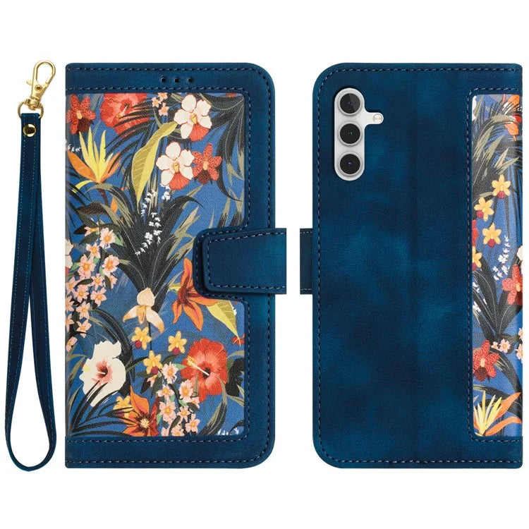 For Samsung Galaxy A05s 4G Phone Case PU Leather Card Holder Flower Pattern