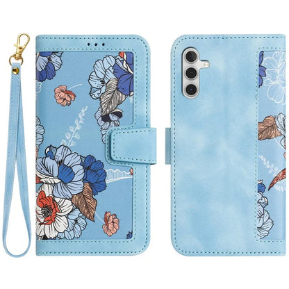 For Samsung Galaxy A05s 4G Phone Case PU Leather Card Holder Flower Pattern
