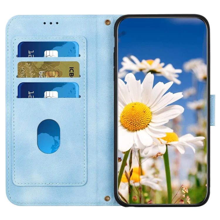 For Samsung Galaxy A05s 4G Phone Case PU Leather Card Holder Flower Pattern