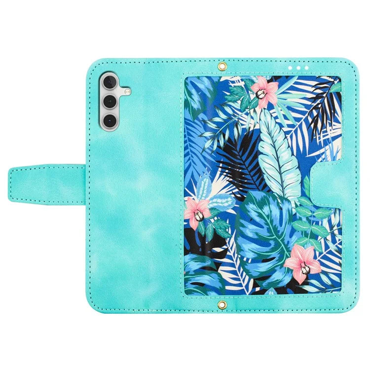 For Samsung Galaxy A05s 4G Phone Case PU Leather Card Holder Flower Pattern