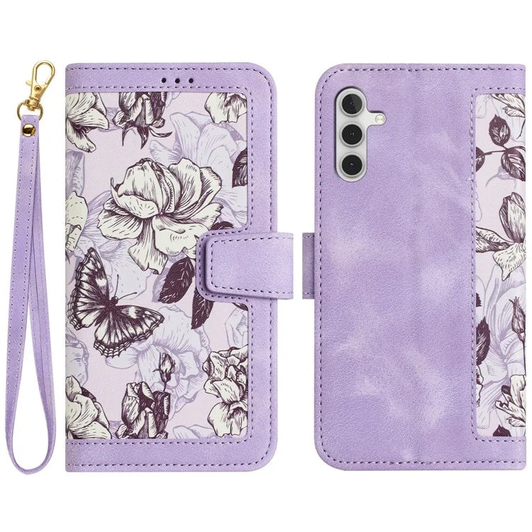 For Samsung Galaxy A05s 4G Phone Case PU Leather Card Holder Flower Pattern