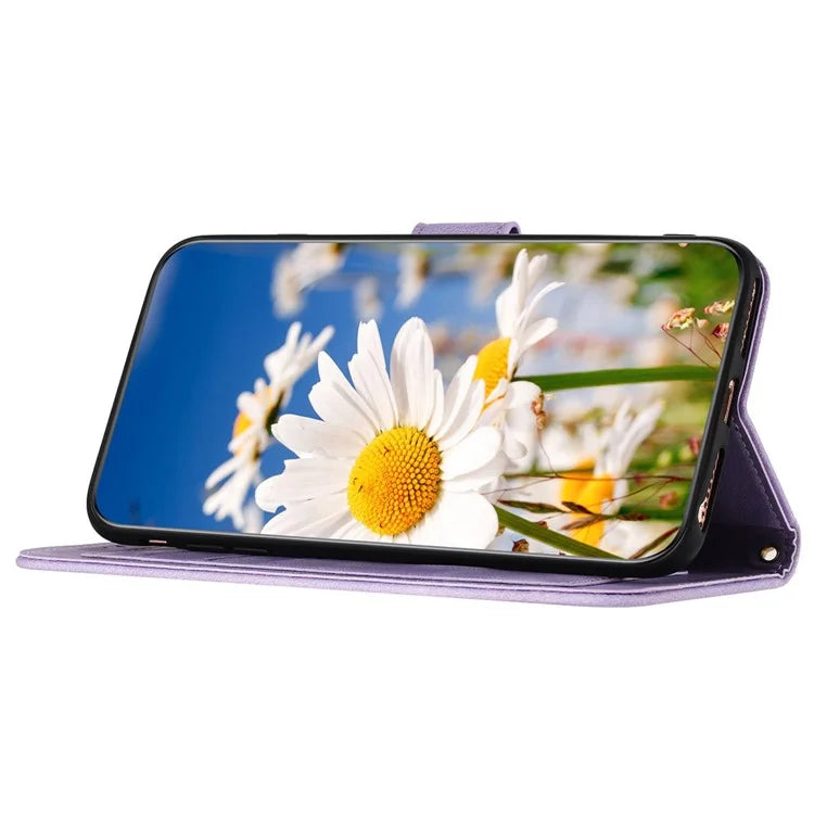 For Samsung Galaxy A05s 4G Phone Case PU Leather Card Holder Flower Pattern