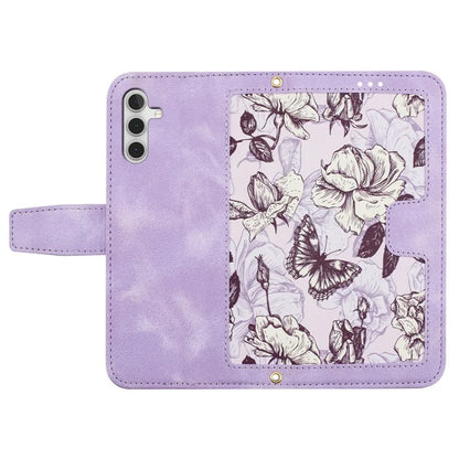 For Samsung Galaxy A05s 4G Phone Case PU Leather Card Holder Flower Pattern