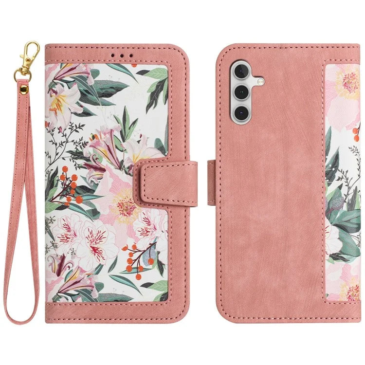 For Samsung Galaxy A05s 4G Phone Case PU Leather Card Holder Flower Pattern