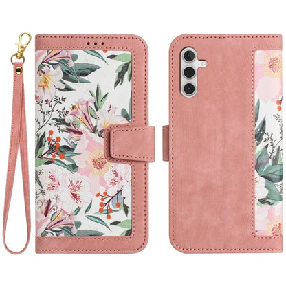 For Samsung Galaxy A05s 4G Phone Case PU Leather Card Holder Flower Pattern
