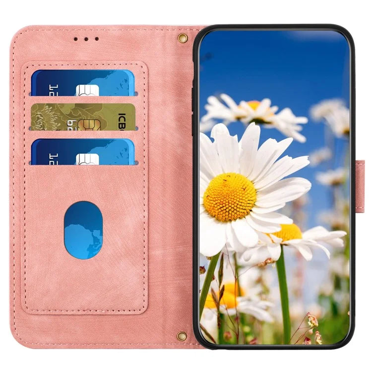 For Samsung Galaxy A05s 4G Phone Case PU Leather Card Holder Flower Pattern