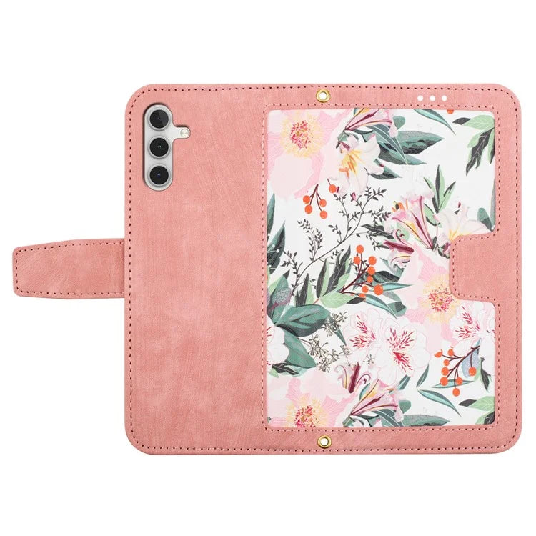 For Samsung Galaxy A05s 4G Phone Case PU Leather Card Holder Flower Pattern