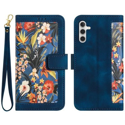 For Samsung Galaxy A15 4G / 5G Leather Case Flower Print Phone Cover with Card Slots
