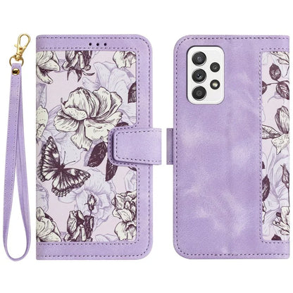 For Samsung Galaxy A73 5G Leather Case Card Slots Phone Cover Flower Pattern