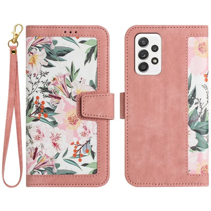 For Samsung Galaxy A73 5G Leather Case Card Slots Phone Cover Flower Pattern