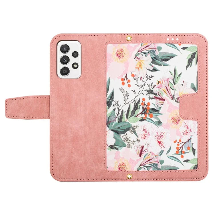 For Samsung Galaxy A73 5G Leather Case Card Slots Phone Cover Flower Pattern