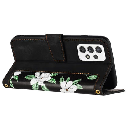 For Samsung Galaxy A73 5G Leather Case Card Slots Phone Cover Flower Pattern