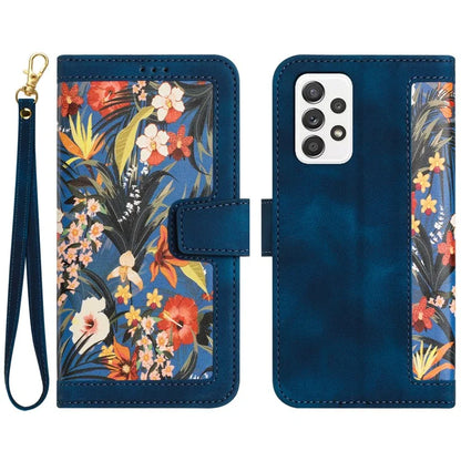 For Samsung Galaxy A73 5G Leather Case Card Slots Phone Cover Flower Pattern