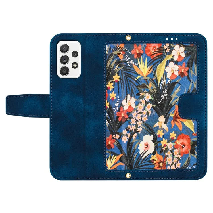 For Samsung Galaxy A73 5G Leather Case Card Slots Phone Cover Flower Pattern