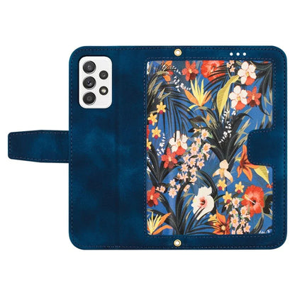 For Samsung Galaxy A73 5G Leather Case Card Slots Phone Cover Flower Pattern