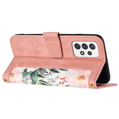 For Samsung Galaxy A72 4G / 5G Flower Print Leather Case Card Holder Stand Cover