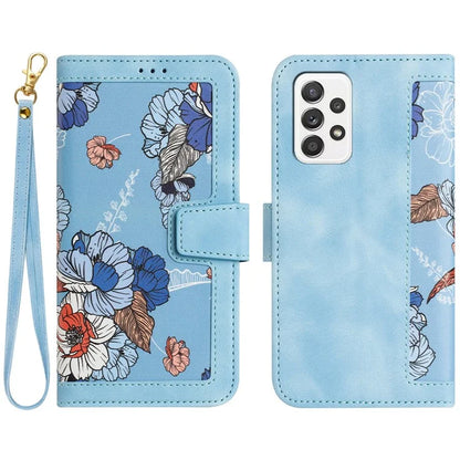 For Samsung Galaxy A72 4G / 5G Flower Print Leather Case Card Holder Stand Cover