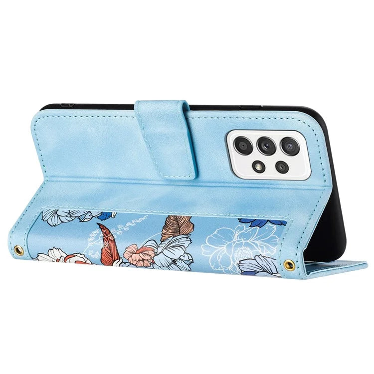 For Samsung Galaxy A72 4G / 5G Flower Print Leather Case Card Holder Stand Cover