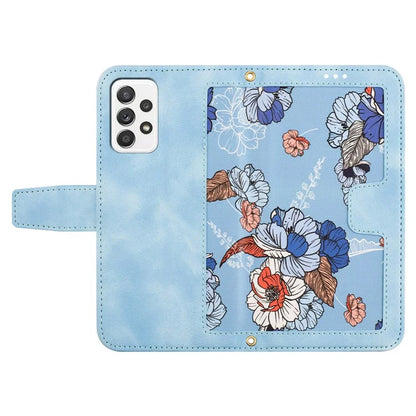 For Samsung Galaxy A72 4G / 5G Flower Print Leather Case Card Holder Stand Cover